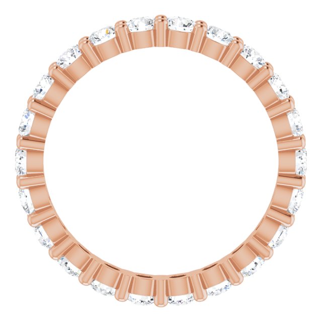 10K Gold Round Natural Diamond Shared-Prong Eternity Band – 2.5 mm Stones - Rose Gold - view 2
