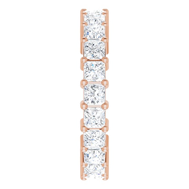10K Gold Square Lab-Grown Diamond Shared-Prong Eternity Band – 3x3 mm Stones - Rose Gold - view 4