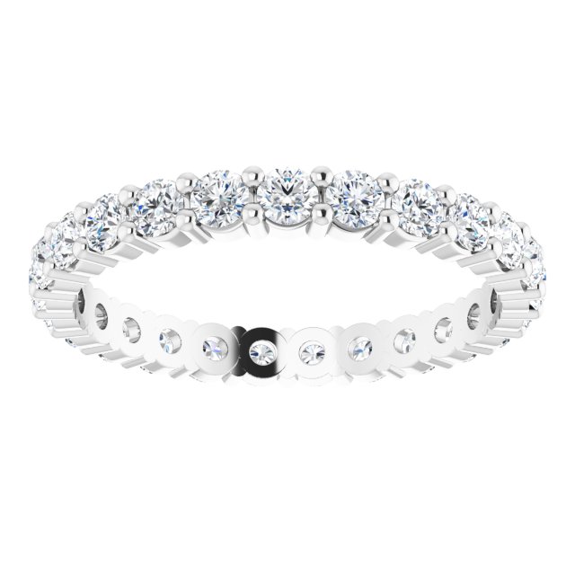 10K Gold Round Lab-Grown Diamond Shared-Prong Eternity Band – 2.5 mm Stones - White Gold - view 3