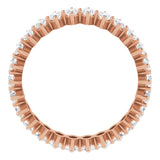 14K Gold Marquise Natural Diamond Shared-Prong Eternity Band – 4x2 mm Stones - Rose Gold - view 2