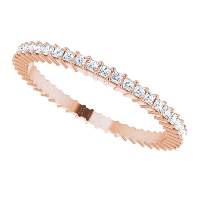 10K Gold Square Lab-Grown Diamond Shared-Prong Eternity Band – 1.25x1.25 mm Stones - Rose Gold - view 5