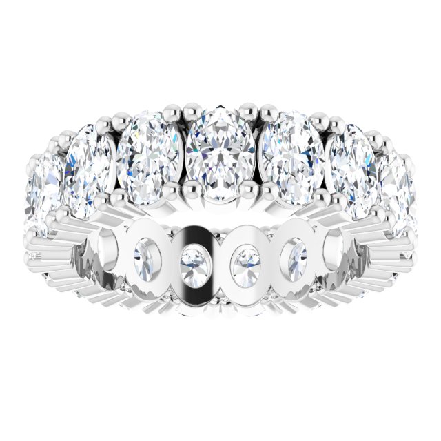 10K Gold Oval Lab-Grown Diamond Shared-Prong Eternity Band – 6x4 mm Stones - White Gold - view 3