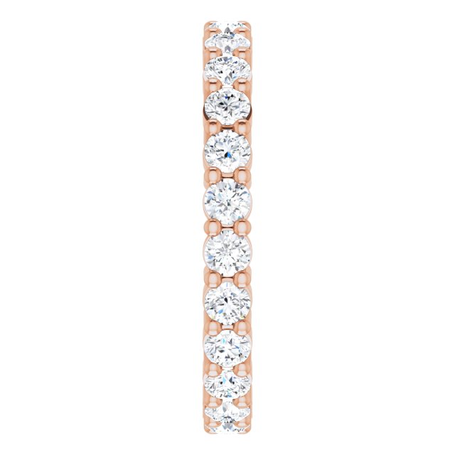 10K Gold Round Natural Diamond Shared-Prong Eternity Band – 2.5 mm Stones - Rose Gold - view 4