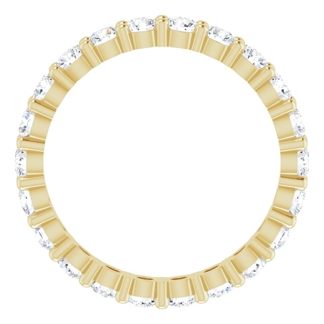 14K Gold Round Natural Diamond Shared-Prong Eternity Band – 2.5 mm Stones - Yellow Gold - view 2