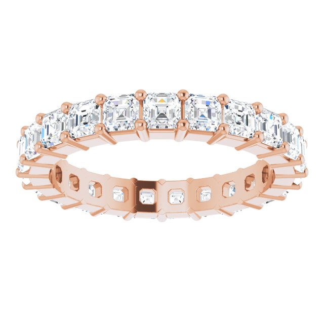 14K Gold Asscher Lab-Grown Diamond Shared-Prong Eternity Band – 2.6x2.6 mm Stones - Rose Gold - view 3