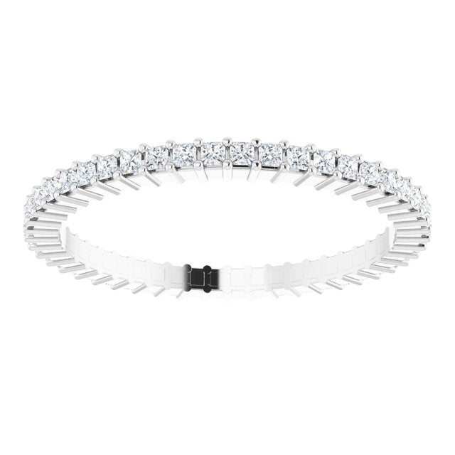 10K Gold Square Lab-Grown Diamond Shared-Prong Eternity Band – 1.25x1.25 mm Stones - White Gold - view 3