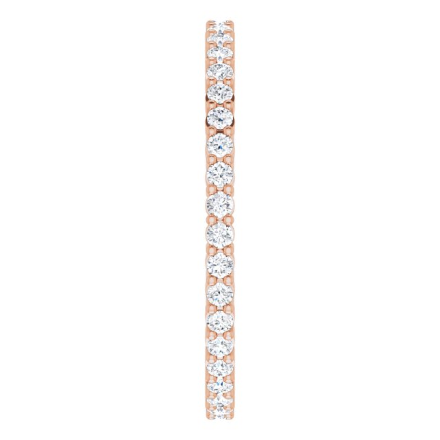 10K Gold Round Lab-Grown Diamond Shared-Prong Eternity Band – 1.5 mm Stones - Rose Gold - view 4