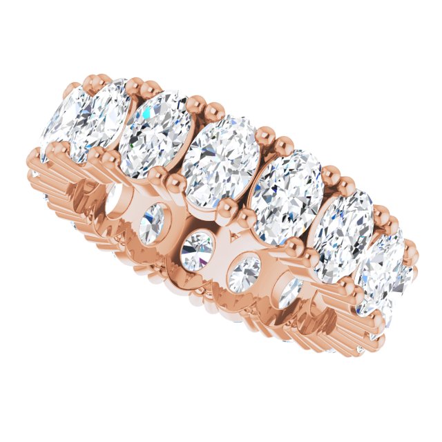 10K Gold Oval Lab-Grown Diamond Shared-Prong Eternity Band – 6x4 mm Stones - Rose Gold - view 5