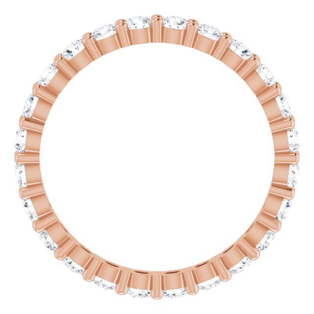 10K Gold Round Natural Diamond Shared-Prong Eternity Band – 2.5 mm Stones - Rose Gold - view 2