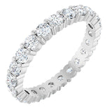 14K Gold Round Natural Diamond Shared-Prong Eternity Band – 2.5 mm Stones - White Gold