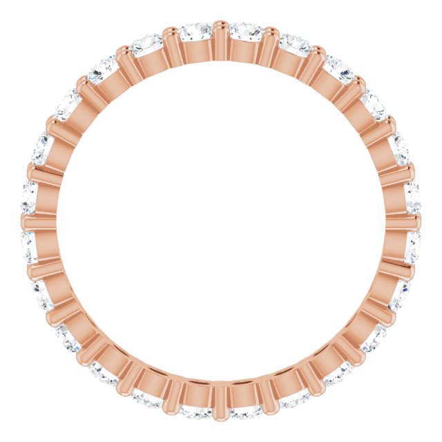10K Gold Round Natural Diamond Shared-Prong Eternity Band – 2.5 mm Stones - Rose Gold - view 2