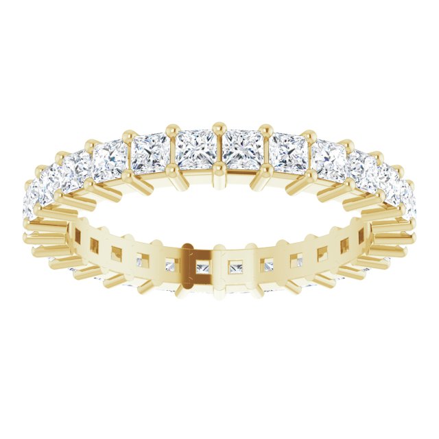 14K Gold Square Lab-Grown Diamond Shared-Prong Eternity Band – 2.25x2.25 mm Stones - Yellow Gold - view 3