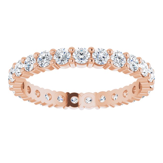 10K Gold Round Lab-Grown Diamond Shared-Prong Eternity Band – 2.5 mm Stones - Rose Gold - view 3