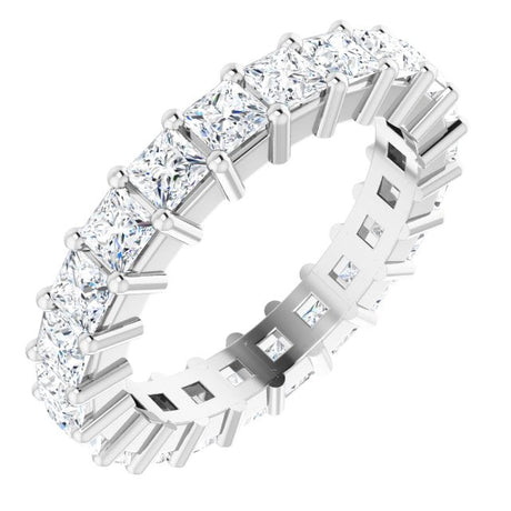 10K Gold Square Lab-Grown Diamond Shared-Prong Eternity Band – 2.5x2.5 mm Stones - White Gold