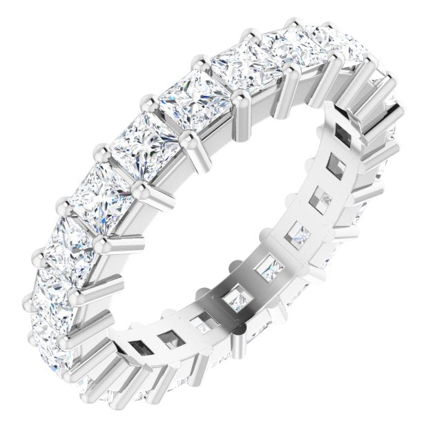 14K Gold Square Lab-Grown Diamond Shared-Prong Eternity Band – 2.5x2.5 mm Stones - White Gold
