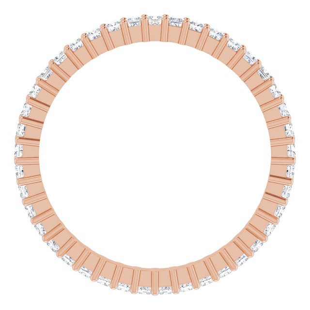 10K Gold Square Lab-Grown Diamond Shared-Prong Eternity Band – 1.5x1.5 mm Stones - Rose Gold - view 2
