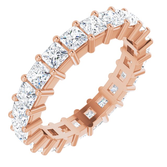 10K Gold Square Lab-Grown Diamond Shared-Prong Eternity Band – 3x3 mm Stones - Rose Gold