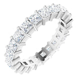 10K Gold Square Natural Diamond Shared-Prong Eternity Band – 3x3 mm Stones - White Gold