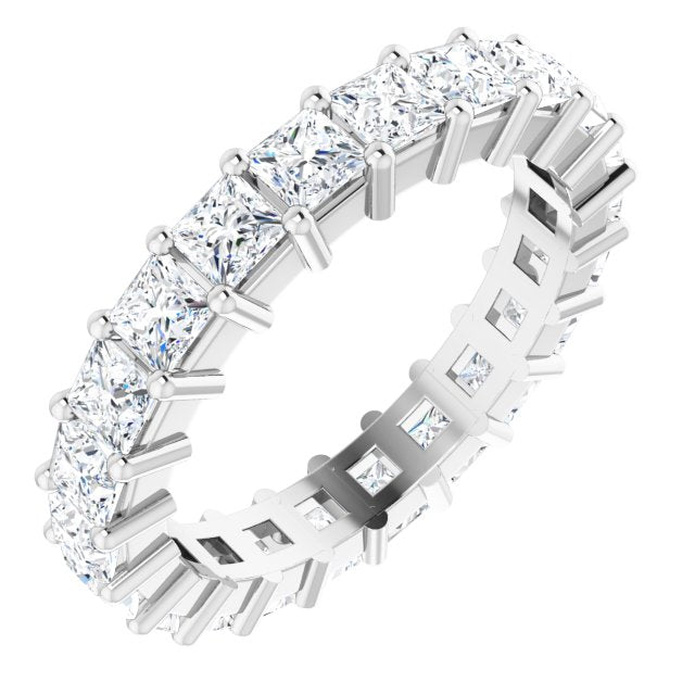 10K Gold Square Natural Diamond Shared-Prong Eternity Band – 3x3 mm Stones - White Gold