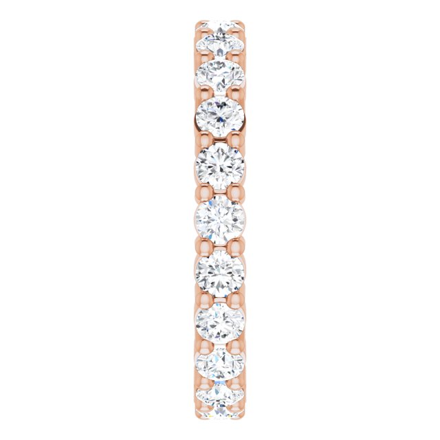 10K Gold Round Natural Diamond Shared-Prong Eternity Band – 2.5 mm Stones - Rose Gold - view 4