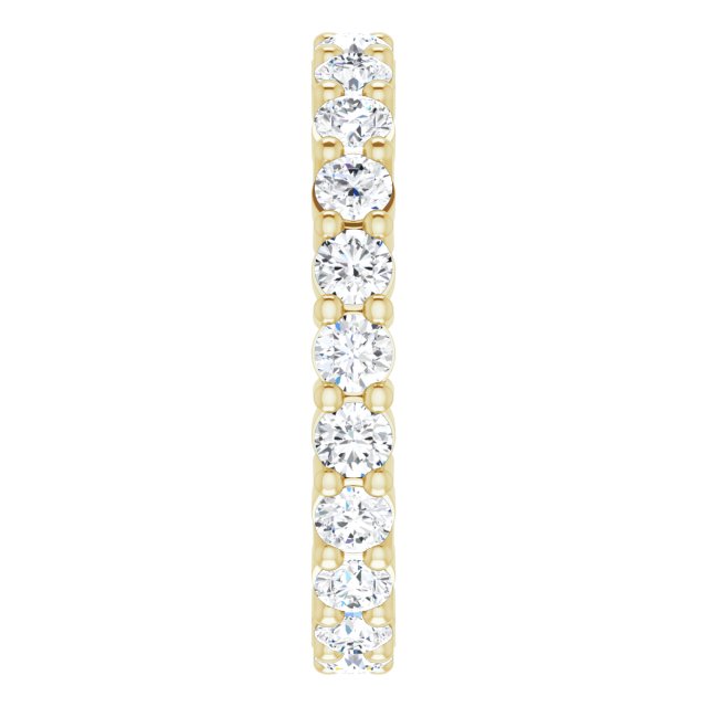 14K Gold Round Natural Diamond Shared-Prong Eternity Band – 2.5 mm Stones - Yellow Gold - view 4