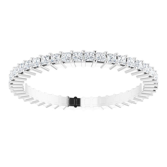 10K Gold Square Lab-Grown Diamond Shared-Prong Eternity Band – 1.25x1.25 mm Stones - White Gold - view 3