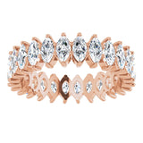 14K Gold Marquise Natural Diamond Shared-Prong Eternity Band – 4x2 mm Stones - Rose Gold - view 3