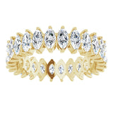 14K Gold Marquise Natural Diamond Shared-Prong Eternity Band – 4x2 mm Stones - Yellow Gold - view 3