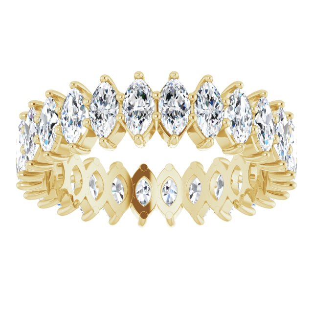 14K Gold Marquise Natural Diamond Shared-Prong Eternity Band – 4x2 mm Stones - Yellow Gold - view 3