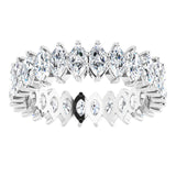 14K Gold Marquise Natural Diamond Shared-Prong Eternity Band – 4x2 mm Stones - White Gold - view 3