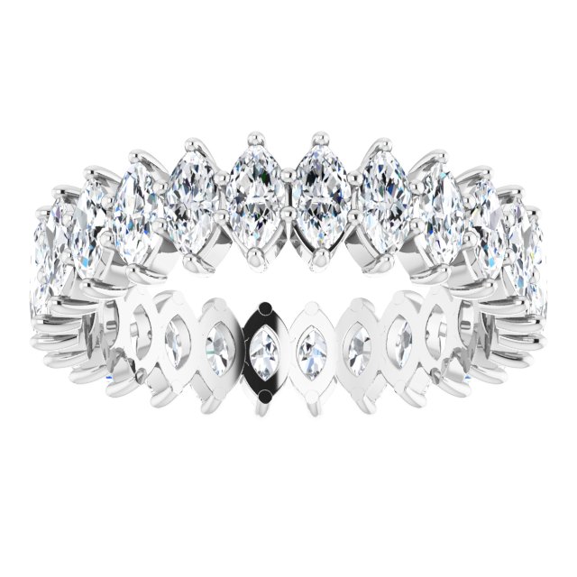 14K Gold Marquise Natural Diamond Shared-Prong Eternity Band – 4x2 mm Stones - White Gold - view 3