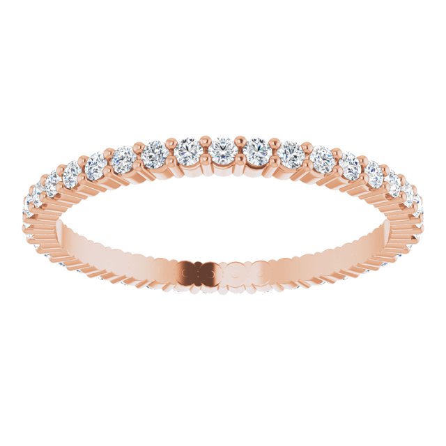 10K Gold Round Natural Diamond Shared-Prong Eternity Band – 1.5 mm Stones - Rose Gold - view 3