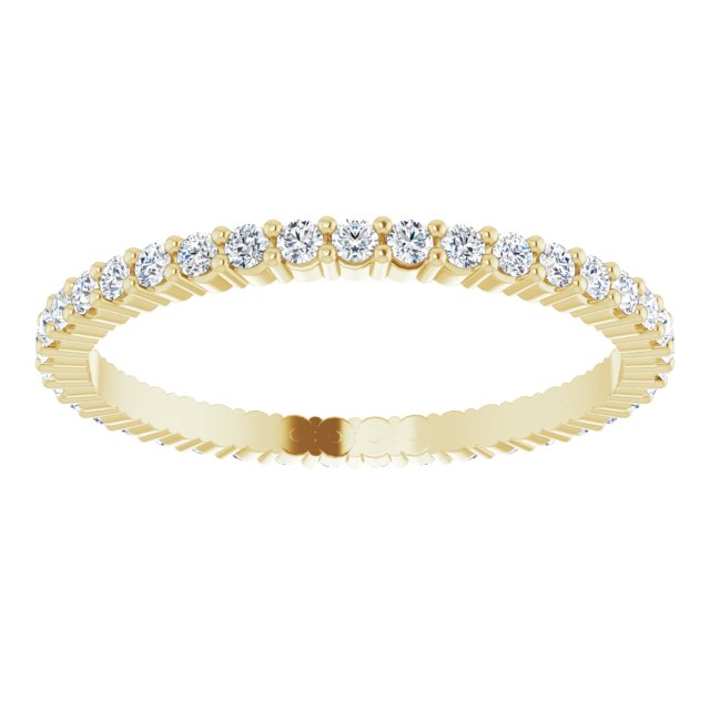 14K Gold Round Natural Diamond Shared-Prong Eternity Band – 1.5 mm Stones - Yellow Gold - view 3