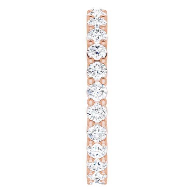 10K Gold Round Natural Diamond Shared-Prong Eternity Band – 2.5 mm Stones - Rose Gold - view 4