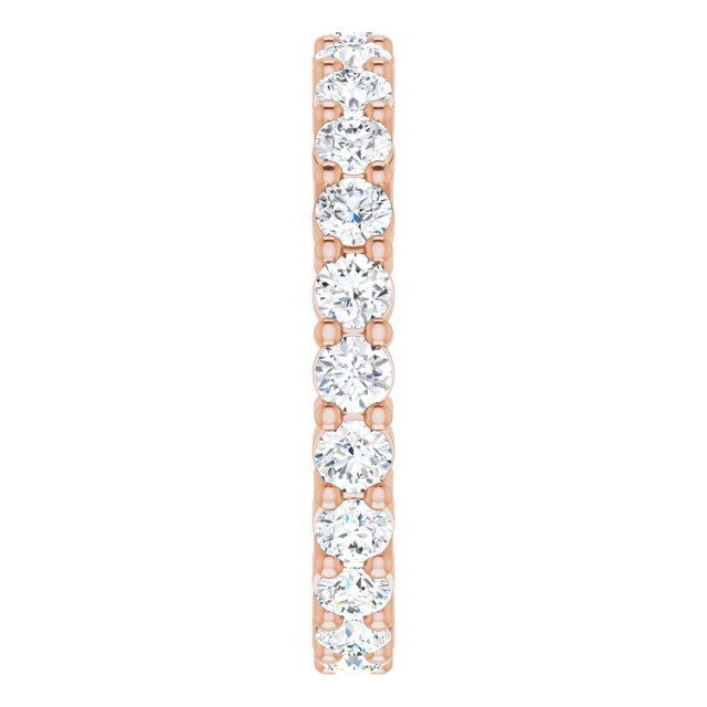 10K Gold Round Lab-Grown Diamond Shared-Prong Eternity Band – 2.5 mm Stones - Rose Gold - view 4