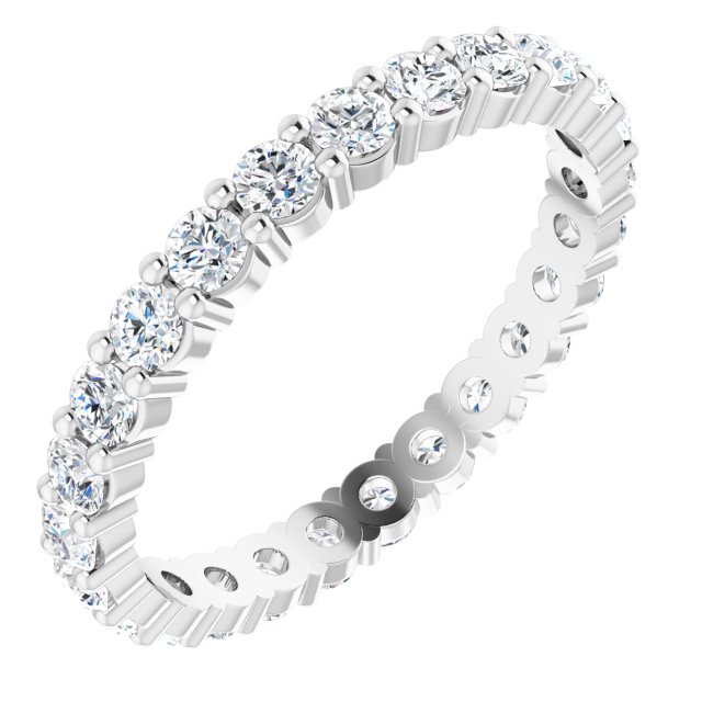 10K Gold Round Natural Diamond Shared-Prong Eternity Band – 2.5 mm Stones - White Gold