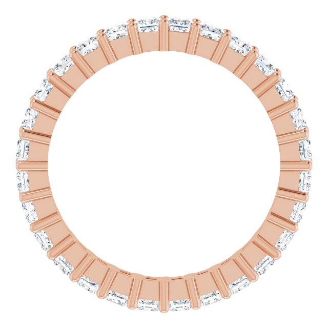 10K Gold Square Natural Diamond Shared-Prong Eternity Band – 2.25x2.25 mm Stones - Rose Gold - view 2