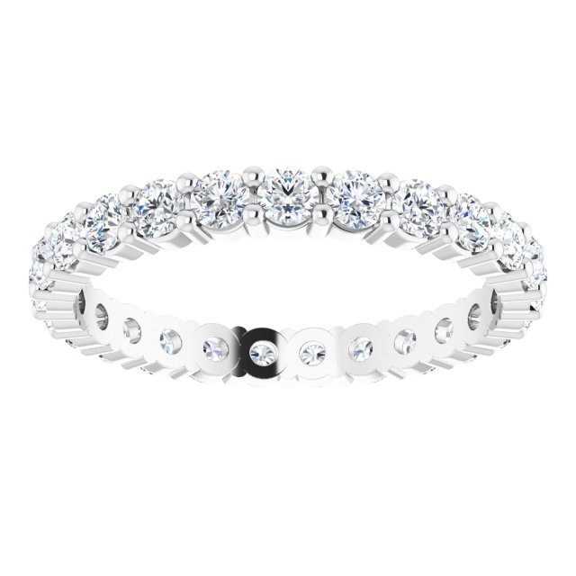 10K Gold Round Natural Diamond Shared-Prong Eternity Band – 2.5 mm Stones - White Gold - view 3