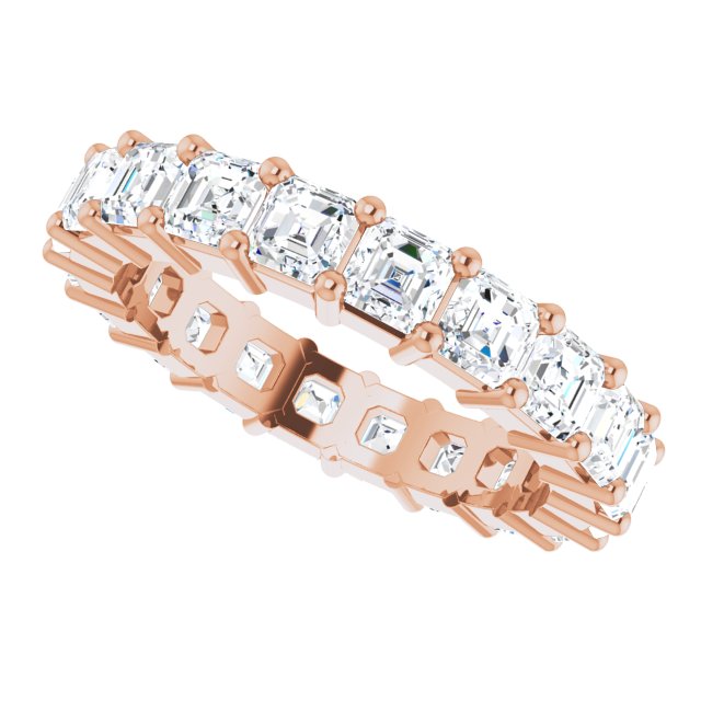 14K Gold Asscher Lab-Grown Diamond Shared-Prong Eternity Band – 3x3 mm Stones - Rose Gold - view 5