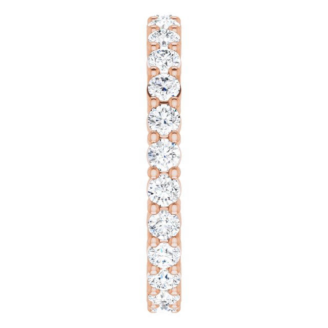 10K Gold Round Natural Diamond Shared-Prong Eternity Band – 2.5 mm Stones - Rose Gold - view 4