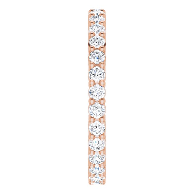 10K Gold Round Lab-Grown Diamond Shared-Prong Eternity Band – 1.7 mm Stones - Rose Gold - view 4