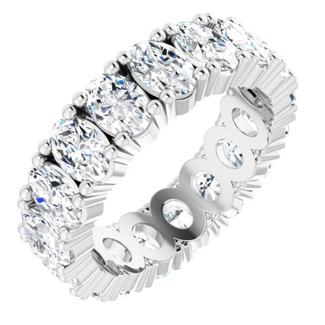 10K Gold Oval Lab-Grown Diamond Shared-Prong Eternity Band – 6x4 mm Stones - White Gold