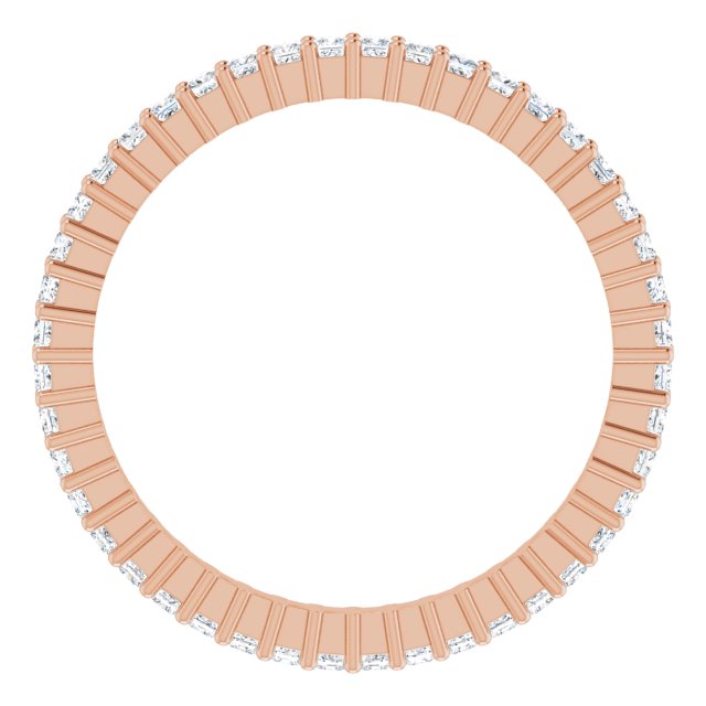 10K Gold Square Lab-Grown Diamond Shared-Prong Eternity Band – 1.25x1.25 mm Stones - Rose Gold - view 2