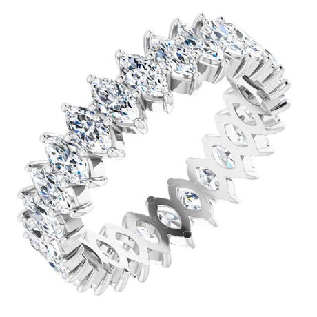14K Gold Marquise Natural Diamond Shared-Prong Eternity Band – 4x2 mm Stones - White Gold