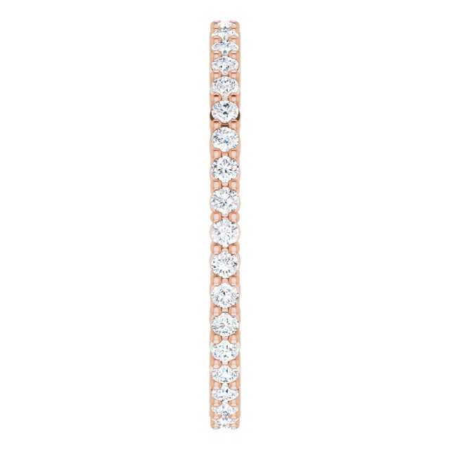 10K Gold Round Lab-Grown Diamond Shared-Prong Eternity Band – 1.5 mm Stones - Rose Gold - view 4