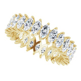 14K Gold Marquise Natural Diamond Shared-Prong Eternity Band – 4x2 mm Stones - Yellow Gold - view 5