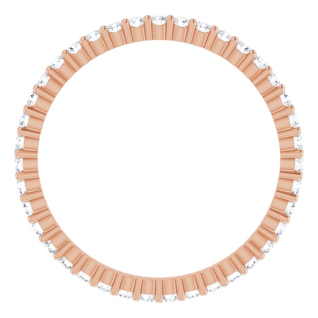 10K Gold Round Lab-Grown Diamond Shared-Prong Eternity Band – 1.5 mm Stones - Rose Gold - view 2