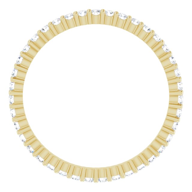 14K Gold Round Natural Diamond Shared-Prong Eternity Band – 1.5 mm Stones - Yellow Gold - view 2