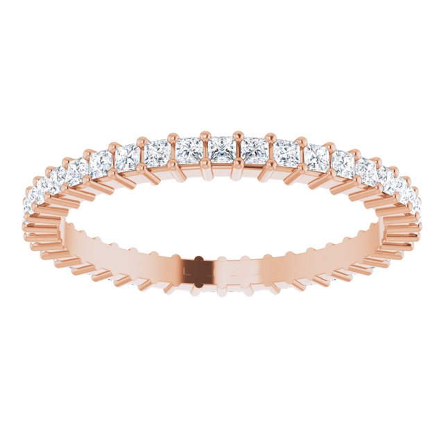 10K Gold Square Lab-Grown Diamond Shared-Prong Eternity Band – 1.5x1.5 mm Stones - Rose Gold - view 3