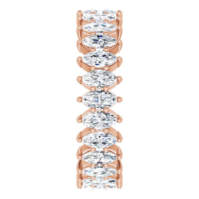 14K Gold Marquise Lab-Grown Diamond Shared-Prong Eternity Band – 4x2 mm Stones - Rose Gold - view 4